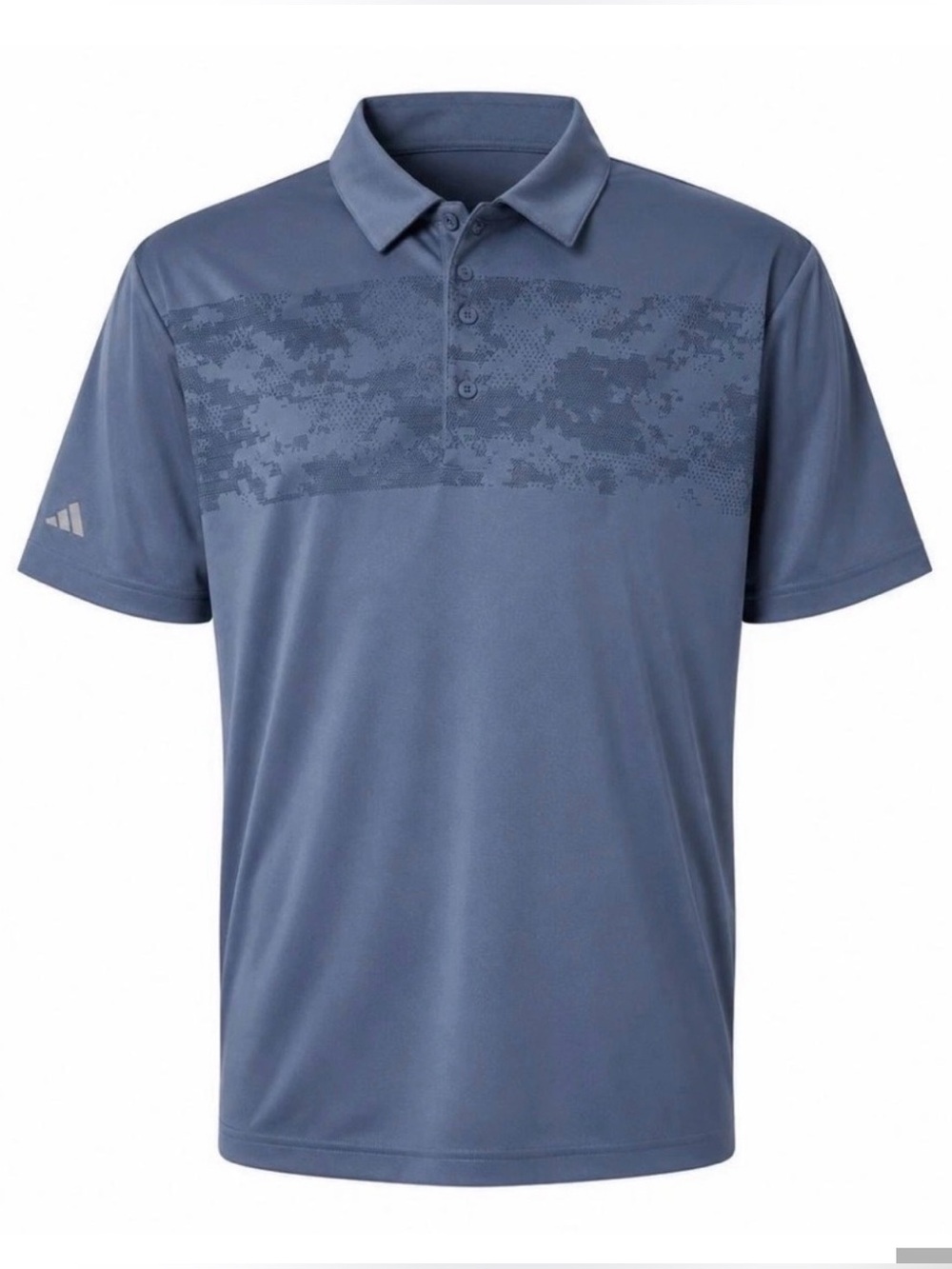 adidas Men's Tech Polo in Slate Blue with Subtle Chest Pattern